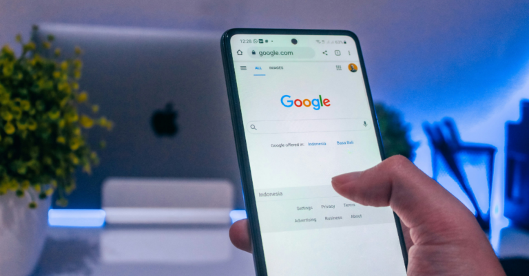 A person searching google on a mobile device