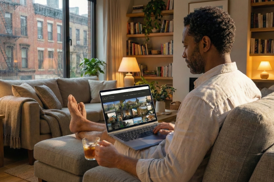 man browsing site with good website copy